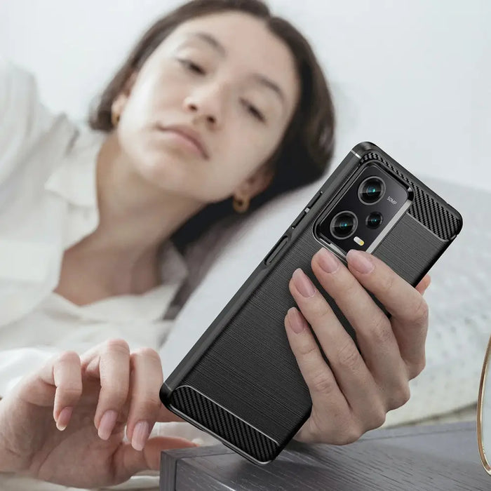 Carbon Case Xiaomi Poco X5 Pro 5G flexible silicone carbon cover black - Cell phone cases and covers<<<HurtelXML