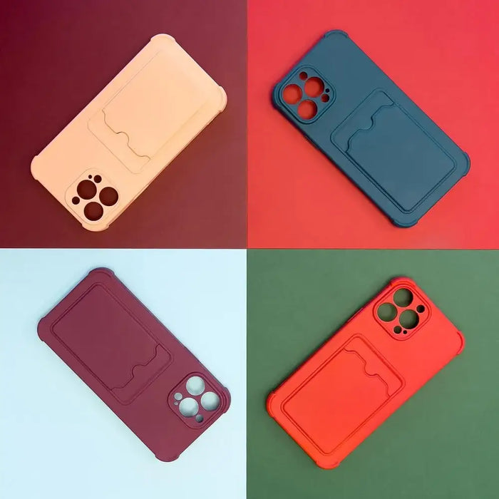 Card Armor Case Pouch Cover for iPhone 11 Pro Card Wallet Silicone Air Bag Armor Case Raspberry - Cell phone cases