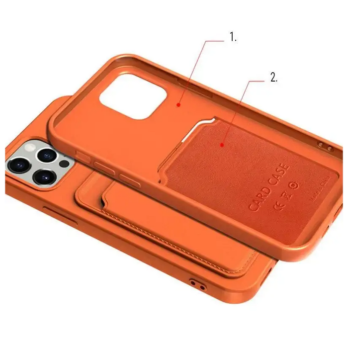 Card Case Silicone Wallet Case with Card Slot Documents for iPhone 13 Pro Max Orange - Cell phone cases