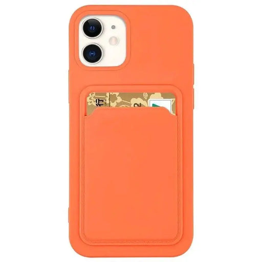 Card Case Silicone Wallet Case with Card Slot Documents for iPhone 13 Pro Max Orange - Cell phone cases