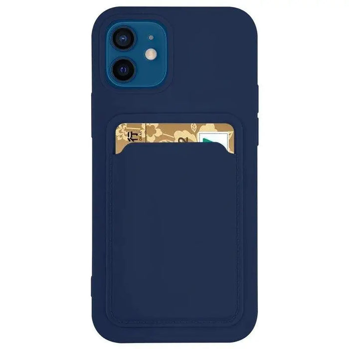 Card Case Silicone Wallet Case with Card Slot Documents for Samsung Galaxy A72 4G Navy Blue - Cell phone cases