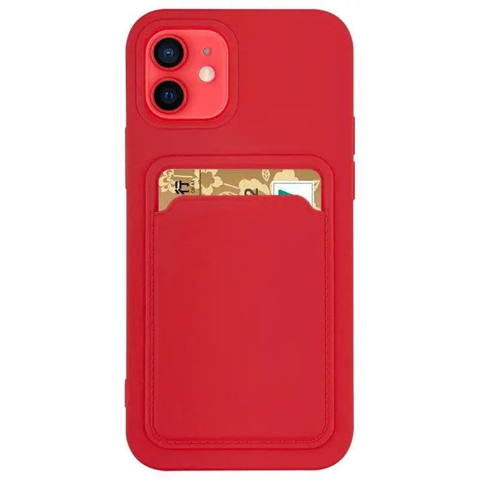 Card Case Silicone Wallet Case with Card Slot Documents for Xiaomi Redmi Note 10 / Redmi Note 10S Red - Cell phone