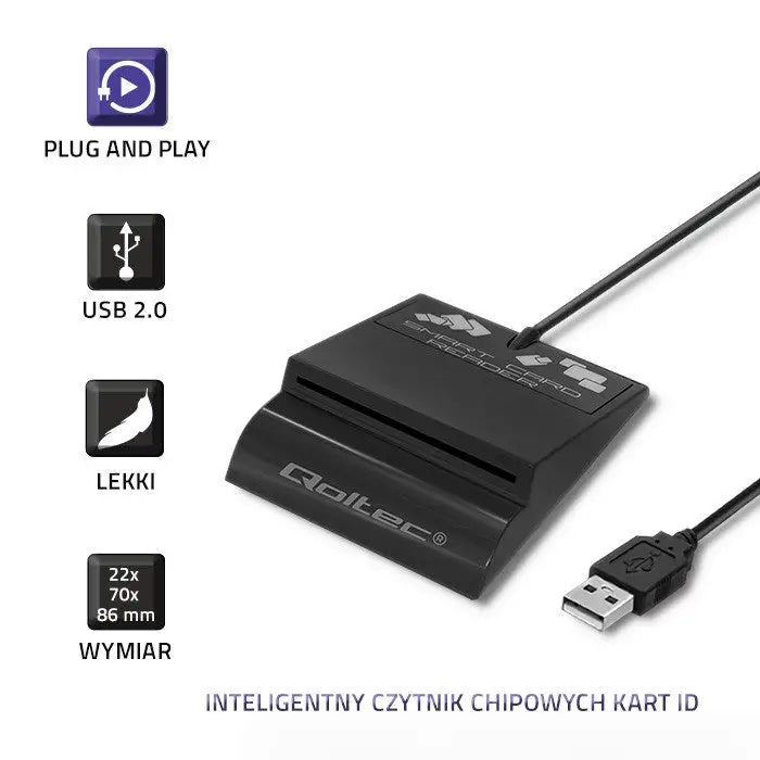 Card Reader Qoltec 50636 Black - Smart card readersAID-CKI<<<Auto IDAID<<<ActionPL&&&Мулти Четец за Карти<<<Компютър