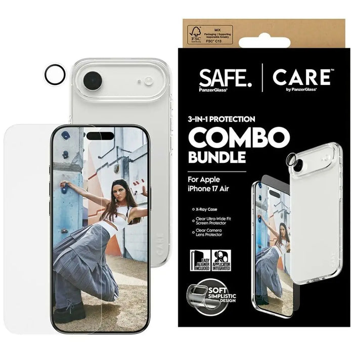 CARE by PanzerGlass Fashionable Combo 3in1 Protective Set Case + Glass + Lens for iPhone Air - Cell phone cases
