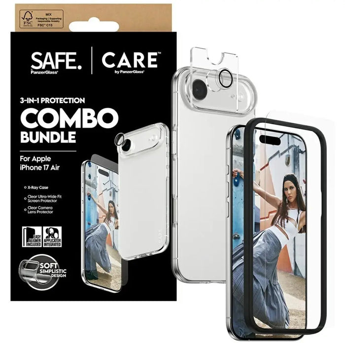 CARE by PanzerGlass Fashionable Combo 3in1 Protective Set Case + Glass + Lens for iPhone Air - Cell phone cases