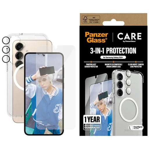 CARE by PanzerGlass Flagship 3in1 Case + Glass + Lens Protective Kit for Samsung Galaxy S25+ - Cell phone cases
