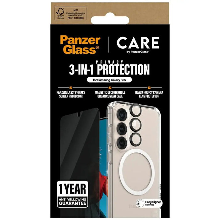 CARE by PanzerGlass Flagship 3in1 Case + Privacy Glass + Lens for Samsung Galaxy S25 - Cell phone cases