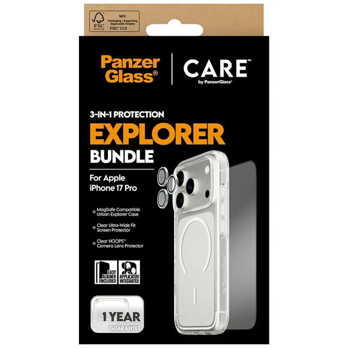 CARE by PanzerGlass Flagship Explorer 3-in-1 Case + Glass + Lens Protection Kit for iPhone 17 Pro - Cell phone cases