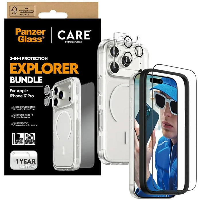 CARE by PanzerGlass Flagship Explorer 3-in-1 Case + Glass + Lens Protection Kit for iPhone 17 Pro - Cell phone cases