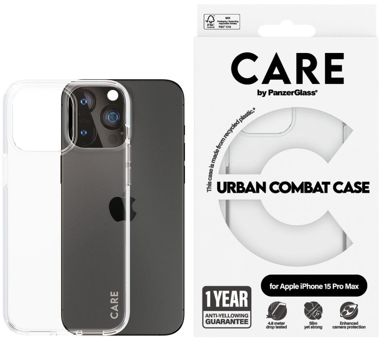 CARE by PanzerGlass Urban Combat Case for iPhone 15 Pro Max - Clear