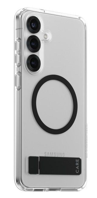 CARE by PanzerGlass Feature Black Kickstand &amp; QI Case for Samsung Galaxy S25+ - Transparent
