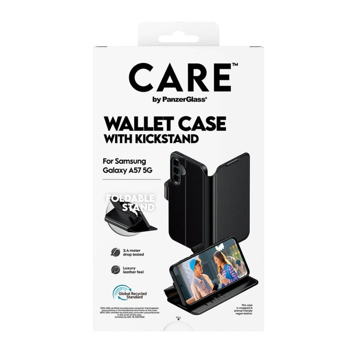 CARE by PanzerGlass Feature Wallet Kickstand Case for Samsung Galaxy A57 - Black