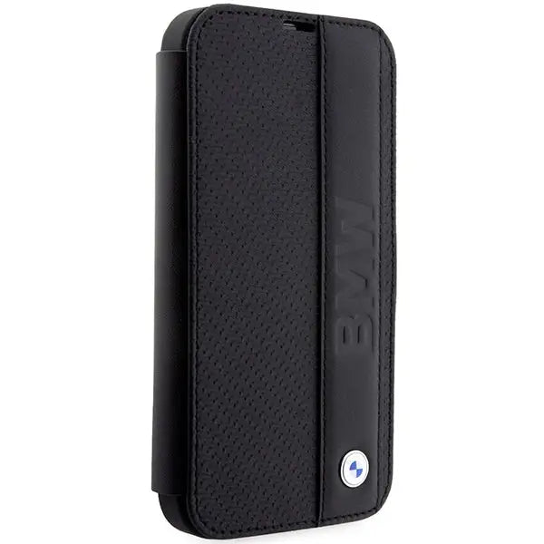 Case BMW BMBKP14L22RDPK iPhone 14 Pro 6.1’’ black/black bookcase Leather Textured&Stripe - Cell phone cases
