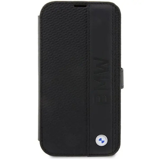Case BMW BMBKP14L22RDPK iPhone 14 Pro 6.1’’ black/black bookcase Leather Textured&Stripe - Cell phone cases