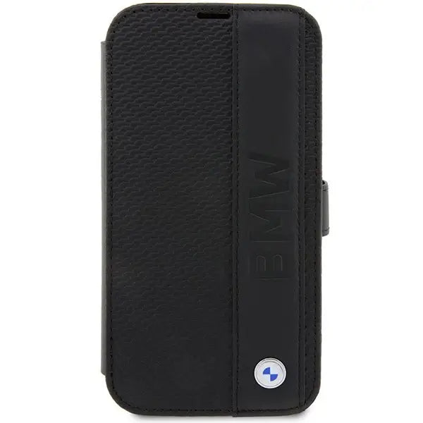 Case BMW BMBKP14L22RDPK iPhone 14 Pro 6.1’’ black/black bookcase Leather Textured&Stripe - Cell phone cases