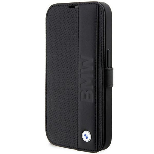 Case BMW BMBKP14X22RDPK iPhone 14 Pro Max 6.7’’ black/black bookcase Leather Textured&Stripe - Cell phone cases