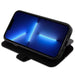 Case BMW BMBKP14X22RVSK iPhone 14 Pro Max 6.7’’ black/black bookcase Leather Stamp Blue Lines - Cell phone cases