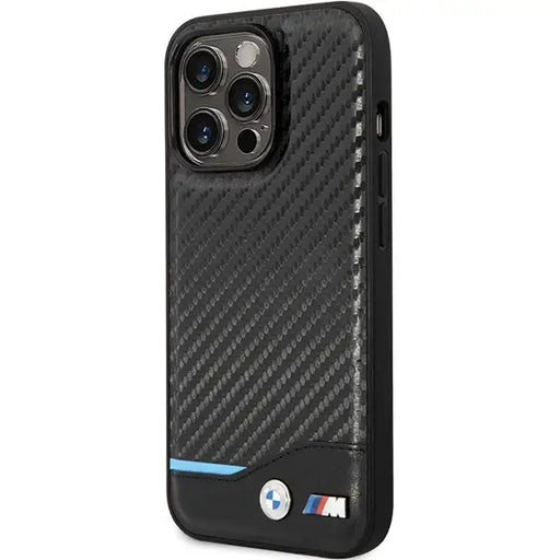 Case BMW BMHCP13X22NBCK iPhone 13 Pro Max 6.7’’ black/black hardcase Leather Carbon - Cell phone cases
