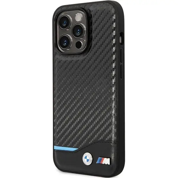 Case BMW BMHCP13X22NBCK iPhone 13 Pro Max 6.7’’ black/black hardcase Leather Carbon - Cell phone cases