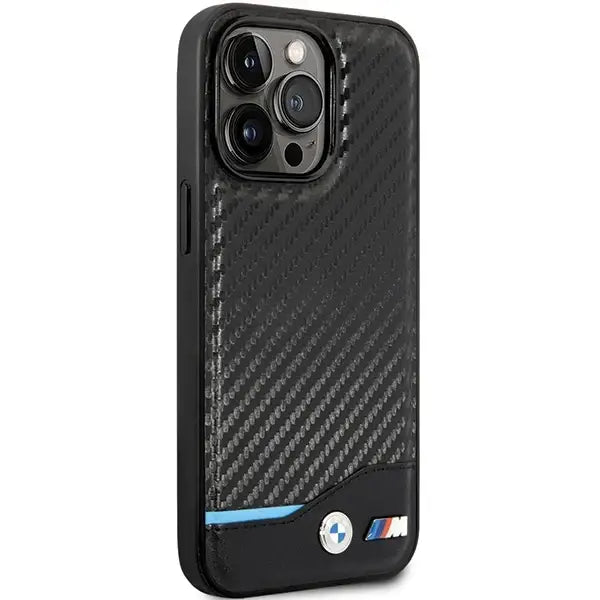 Case BMW BMHCP13X22NBCK iPhone 13 Pro Max 6.7’’ black/black hardcase Leather Carbon - Cell phone cases