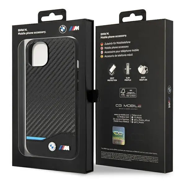 Case BMW BMHCP14M22NBCK iPhone 14 Plus 6.7 ’black / black Leather Carbon - Cell phone cases and covers<<<HurtelXML