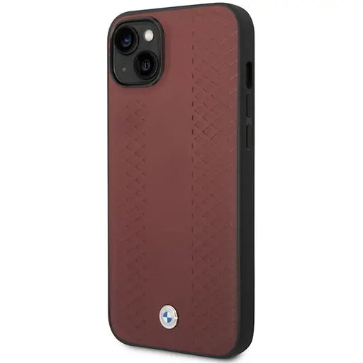 Case BMW BMHCP14S22RFGR iPhone 14 6.1’’ Burgundy/burgundy Leather Diamond Pattern - Cell phone cases