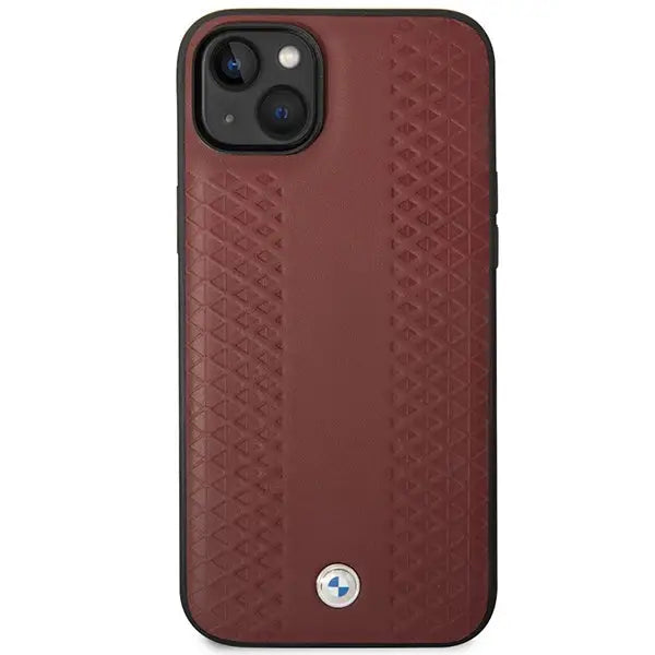 Case BMW BMHCP14S22RFGR iPhone 14 6.1’’ Burgundy/burgundy Leather Diamond Pattern - Cell phone cases