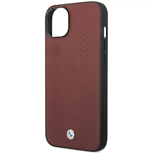 Case BMW BMHCP14S22RFGR iPhone 14 6.1’’ Burgundy/burgundy Leather Diamond Pattern - Cell phone cases