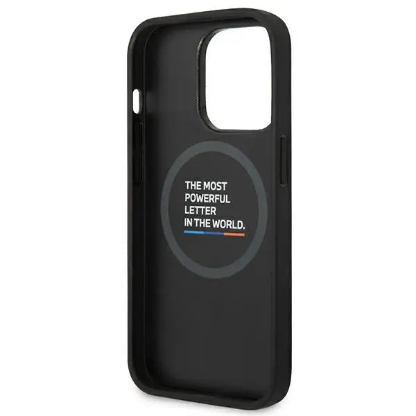 Case BMW BMHMP14L22PTDK iPhone 14 Pro 6.1 ’black / black Leather Stamp Tricolor Magsafe - Cell phone cases