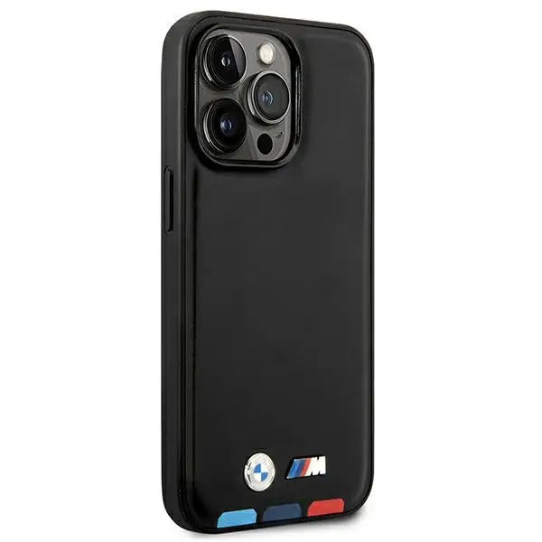 Case BMW BMHMP14L22PTDK iPhone 14 Pro 6.1 ’black / black Leather Stamp Tricolor Magsafe - Cell phone cases