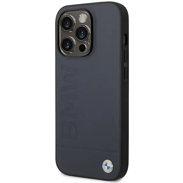 Case BMW BMHMP14LSLLNA iPhone 14 Pro 6.1’’ navy/navy hardcase Leather Hot Stamp MagSafe - Cell phone cases