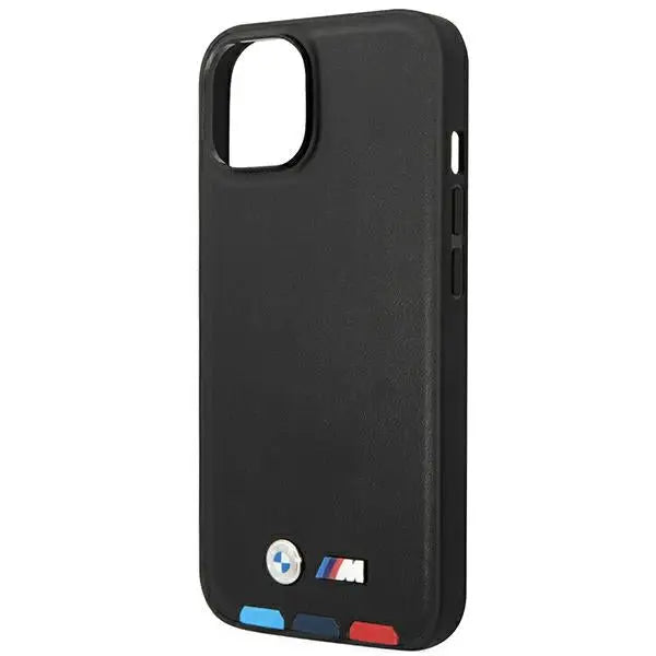 Case BMW BMHMP14S22PTDK iPhone 14 6.1 ’black / black Leather Stamp Tricolor Magsafe - Cell phone cases