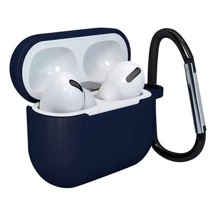 Case for AirPods 3 Silicone Soft Earphone Cover + Keychain Lobster Clasp Pendant Dark Blue (Case D) - Cell phone cases