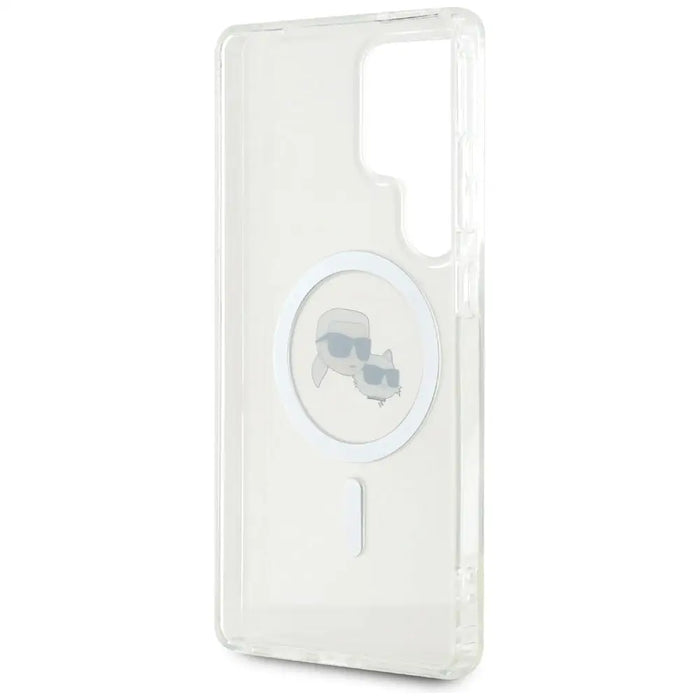 Case Karl Lagerfeld Button Karl & Choupette Heads Printed Logo MagSafe Samsung Galaxy S25 Ultra white - Cell phone