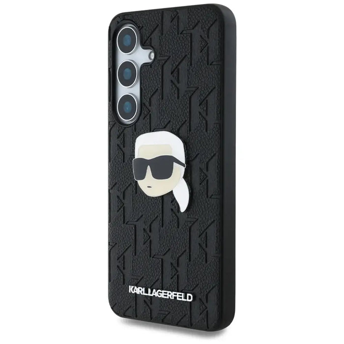Case Karl Lagerfeld Leather Monogram Pin Logo Karl Head Samsung Galaxy S25 Plus black - Cell phone cases