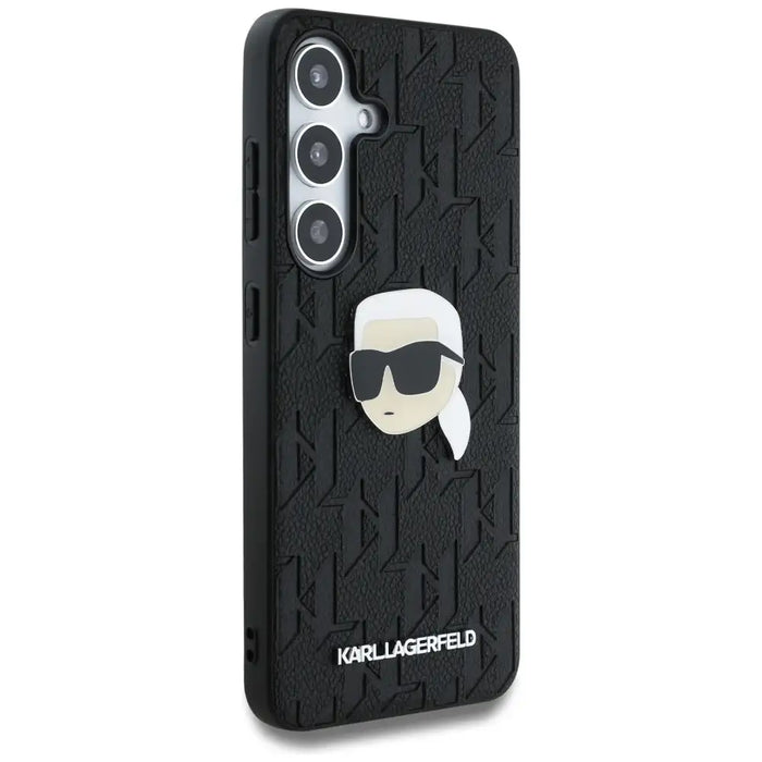 Case Karl Lagerfeld Leather Monogram Pin Logo Karl Head Samsung Galaxy S25 Plus black - Cell phone cases