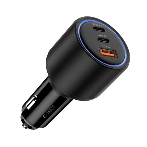 CC04 3-port PD130W car charger - black - Cell phone USB charger<<<HurtelXML