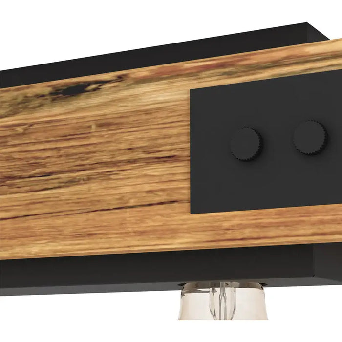 CEILING LAMP E27 QUAD BLACK/WOOD EGLO LAYHA - Плафони<<<Вътрешно осветление<<<Мебели и