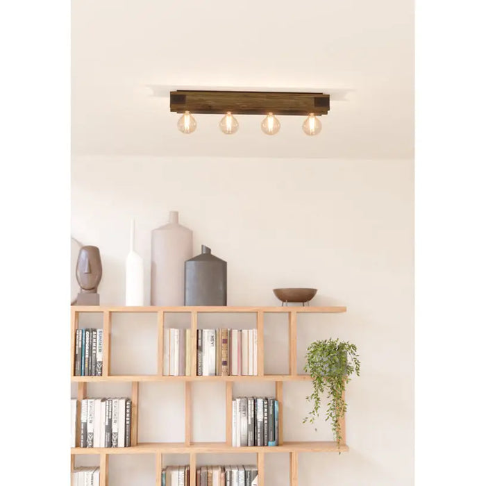 CEILING LAMP E27 QUAD BLACK/WOOD EGLO LAYHA - Плафони<<<Вътрешно осветление<<<Мебели и