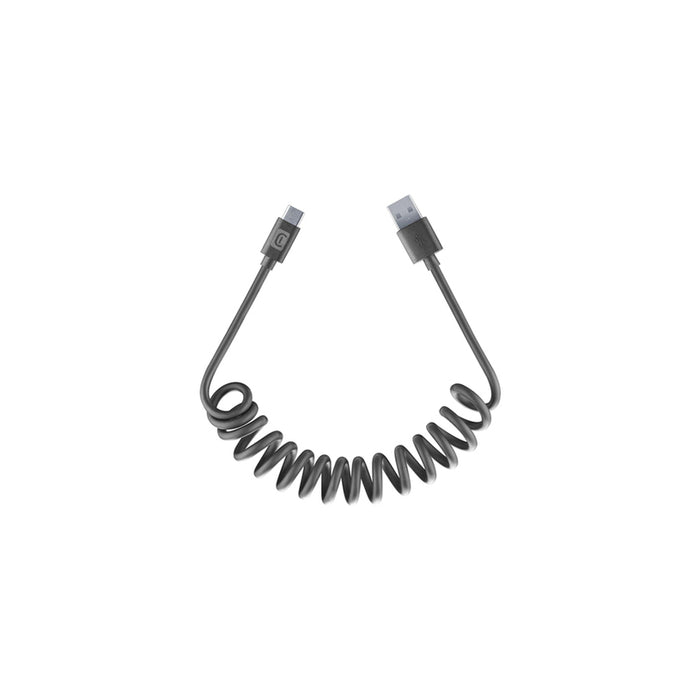 CABLE SPIRAL USB-A TO USB-C 1.2 m BLACK