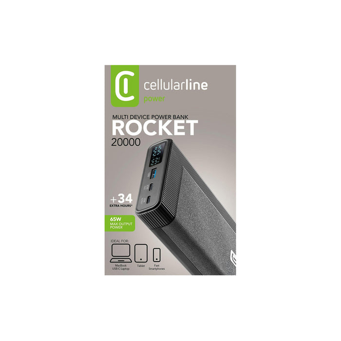 EXTERNAL BATTERY CELLULAR LINE ROCKET 20000 mAh PD 65W BLACK