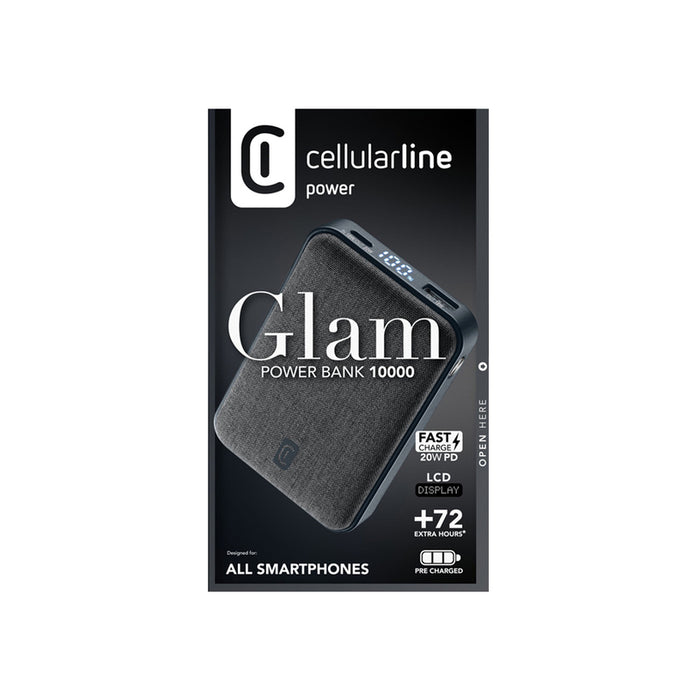 EXTERNAL BATTERY CELLULAR LINE GLAM 10000 mAh 20W PD BLACK