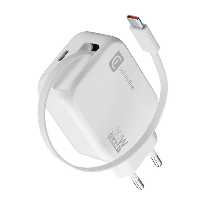 CHARGER 220V 30W USB-C+USB-C CABLE ROLLER