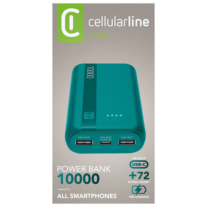EXTERNAL BATTERY CELLULAR LINE ESSENCE ENTRY 10000 mAh GREEN
