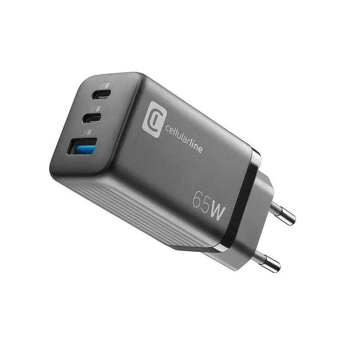 Cellularline 220V PD GaN USB charger 2xUSB-C 65W - Зарядни устройства<<<Лаптопи компютри и периферия<<<ZoraSite