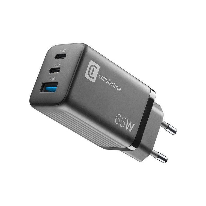 Cellularline 220V PD GaN USB charger, 2xUSB-C 65W