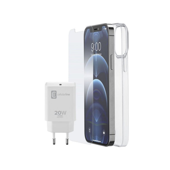 Cellularline iPhone 12 Pro Max case + protector + charger