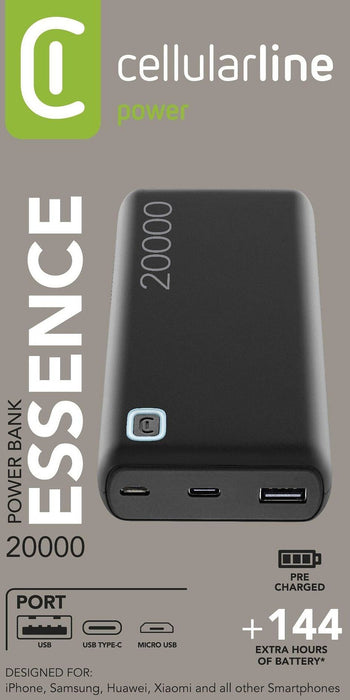 External battery Cellularline ESSENCE 20000 mAh Black