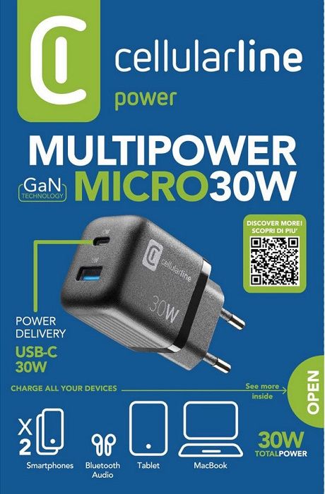 CHARGER 220V 30W PD GAN USB+TYPE-C BK^