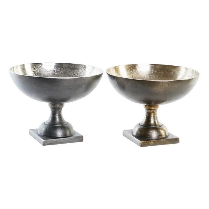 Centerpiece DKD Home Decor Golden Silver Aluminium 25 x 25 x 19 cm (2 Units) - Декорация и Осветление<<<Дом